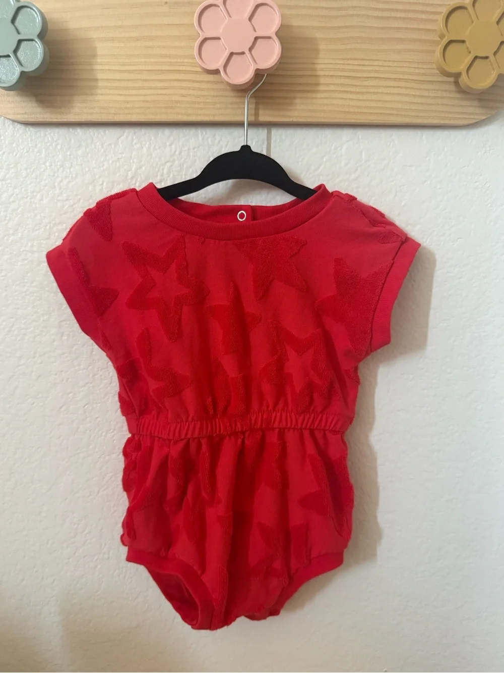 Cat & Jack Red Star Textured Baby Romper